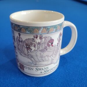 Vintage 12 Days of Christmas Mug / Jan Brett 1988 / 7 Swans & 8 Maids